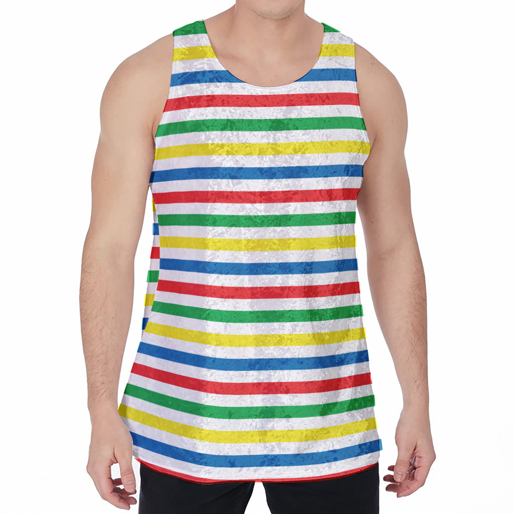Colorful Striped Pattern Print Men's Velvet Tank Top