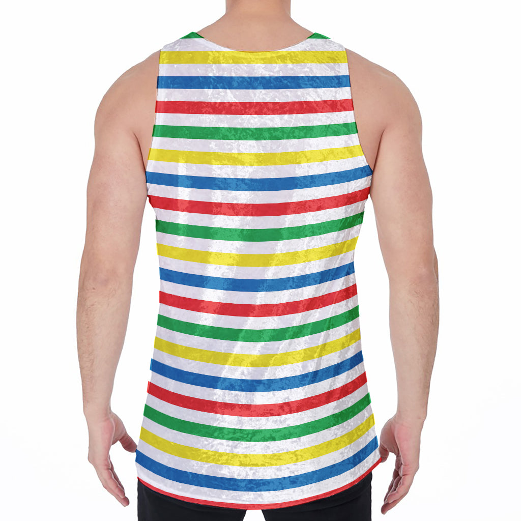 Colorful Striped Pattern Print Men's Velvet Tank Top