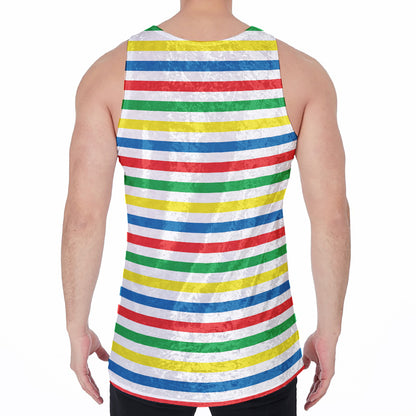 Colorful Striped Pattern Print Men's Velvet Tank Top