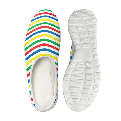 Colorful Striped Pattern Print Mesh Casual Shoes