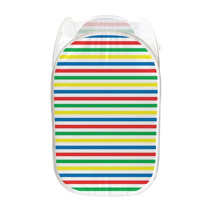 Colorful Striped Pattern Print Mesh Laundry Hamper