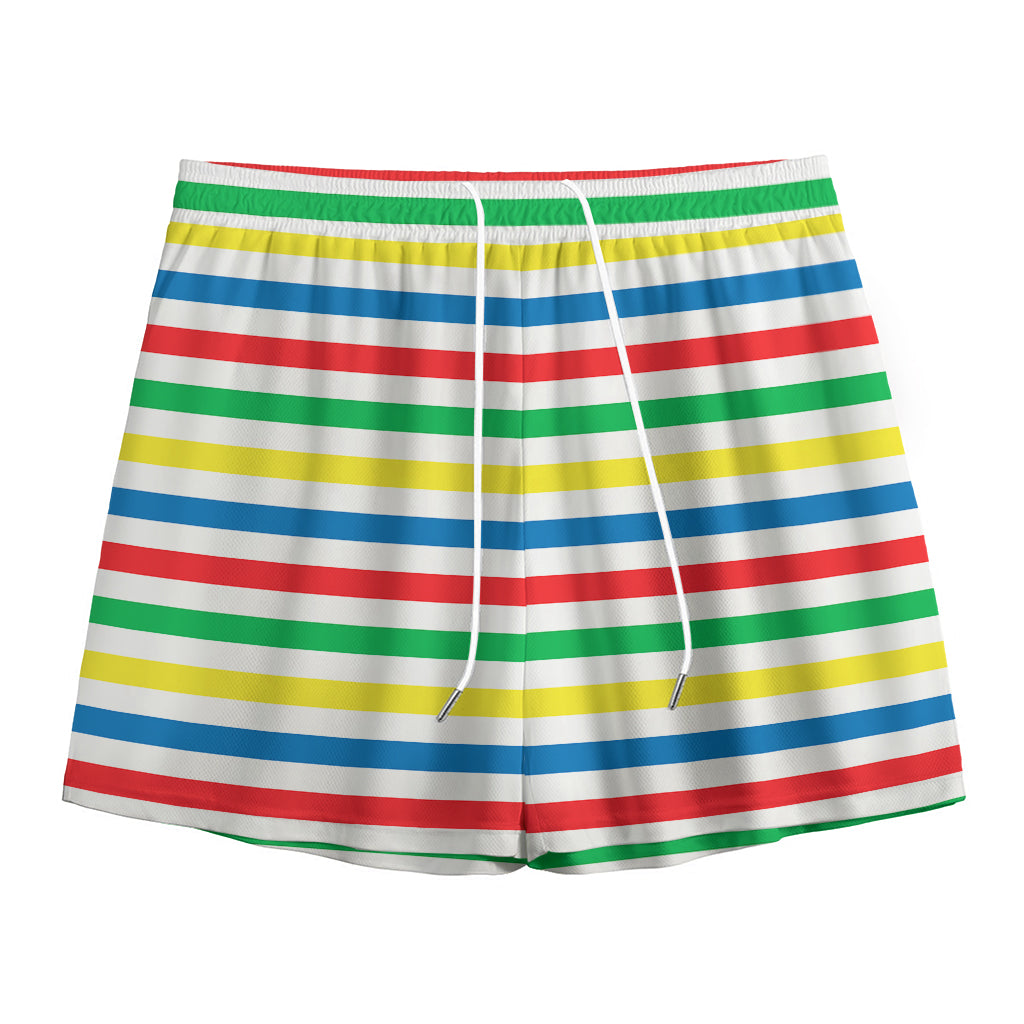 Colorful Striped Pattern Print Mesh Shorts