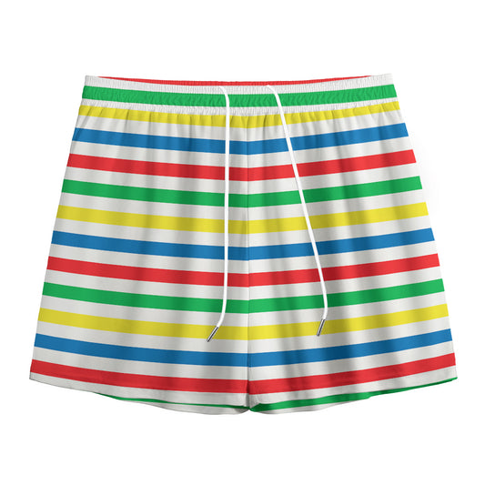 Colorful Striped Pattern Print Mesh Shorts
