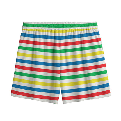 Colorful Striped Pattern Print Mesh Shorts