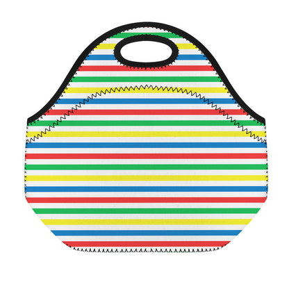 Colorful Striped Pattern Print Neoprene Lunch Bag