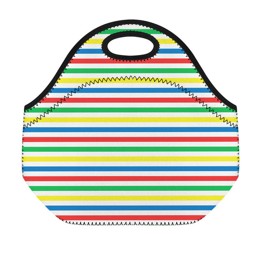 Colorful Striped Pattern Print Neoprene Lunch Bag