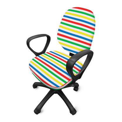 Colorful Striped Pattern Print Office Chair Cover