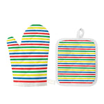 Colorful Striped Pattern Print Oven Mitt And Pot Holder Set