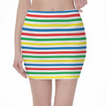 Colorful Striped Pattern Print Pencil Mini Skirt