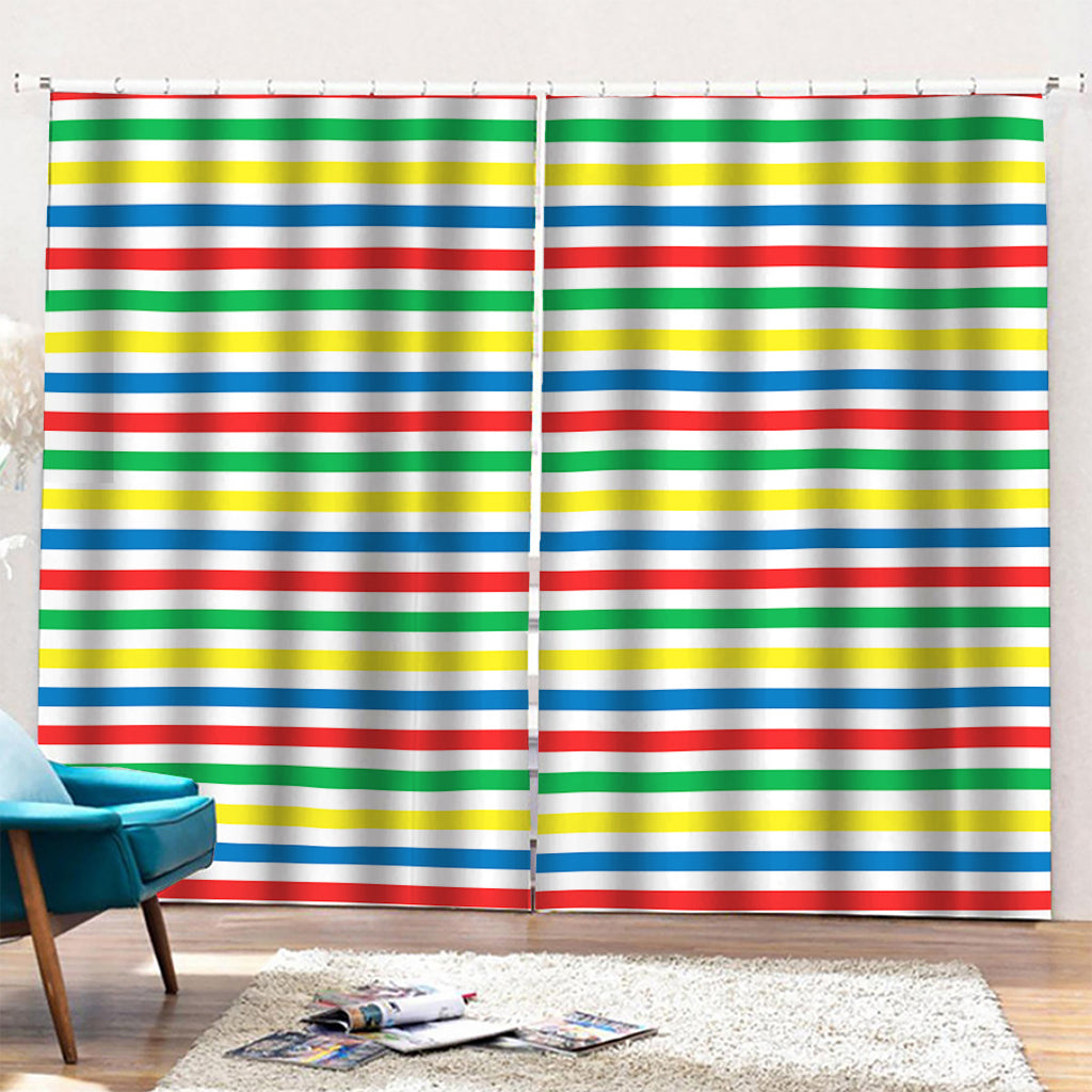 Colorful Striped Pattern Print Pencil Pleat Curtains