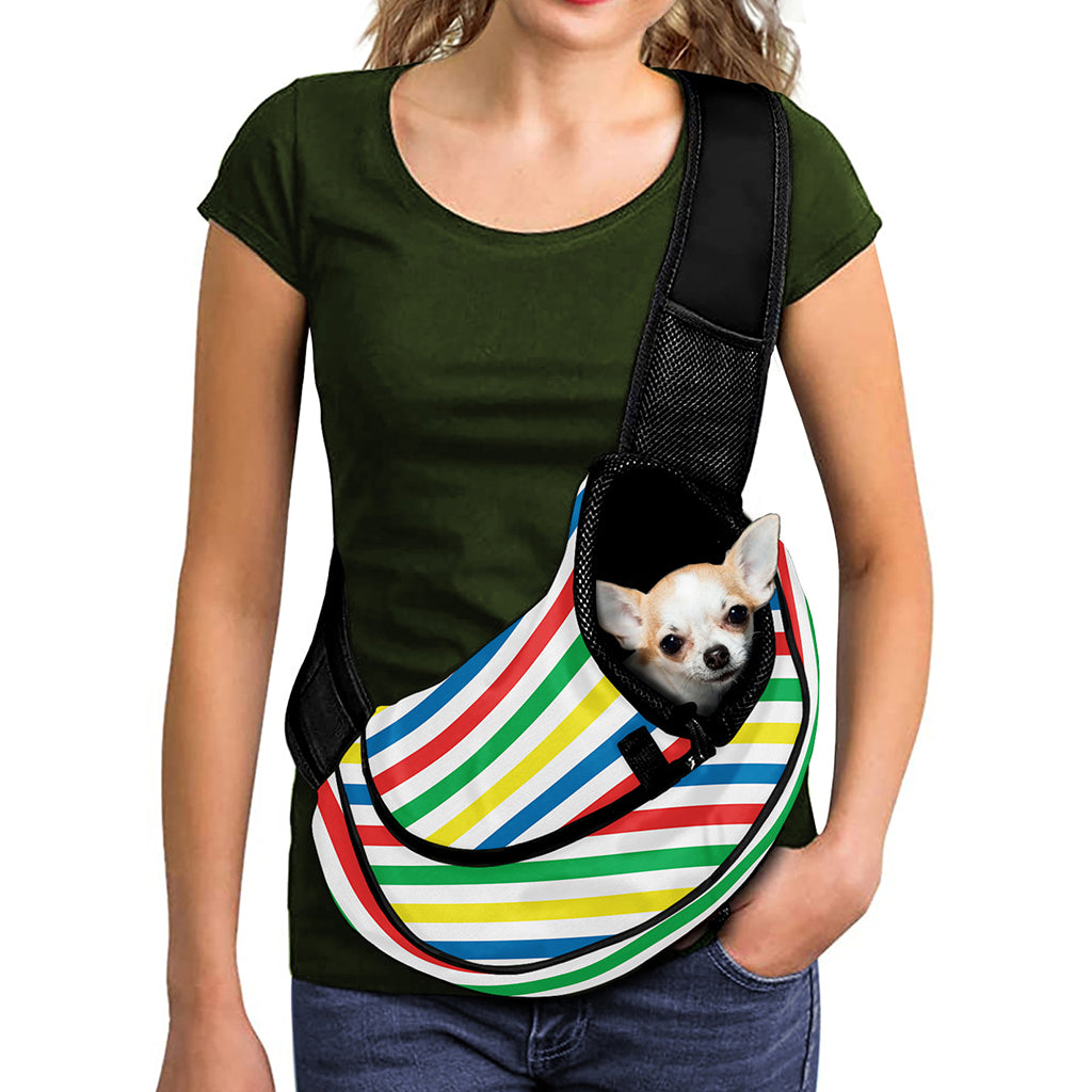 Colorful Striped Pattern Print Pet Sling Carrier