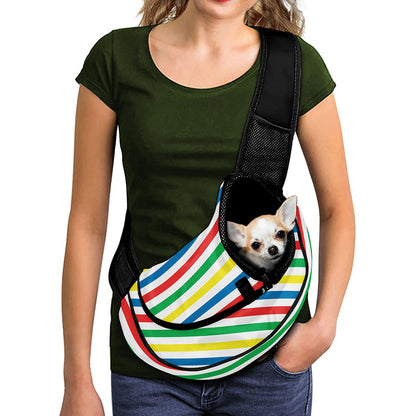 Colorful Striped Pattern Print Pet Sling Carrier