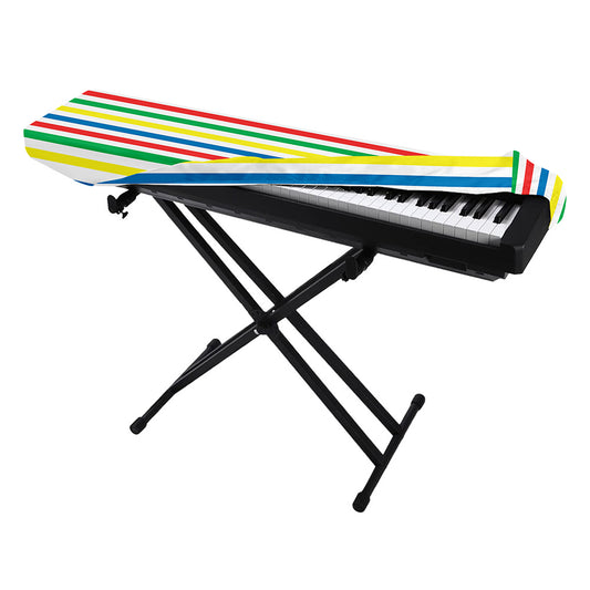 Colorful Striped Pattern Print Piano Keyboard Cover