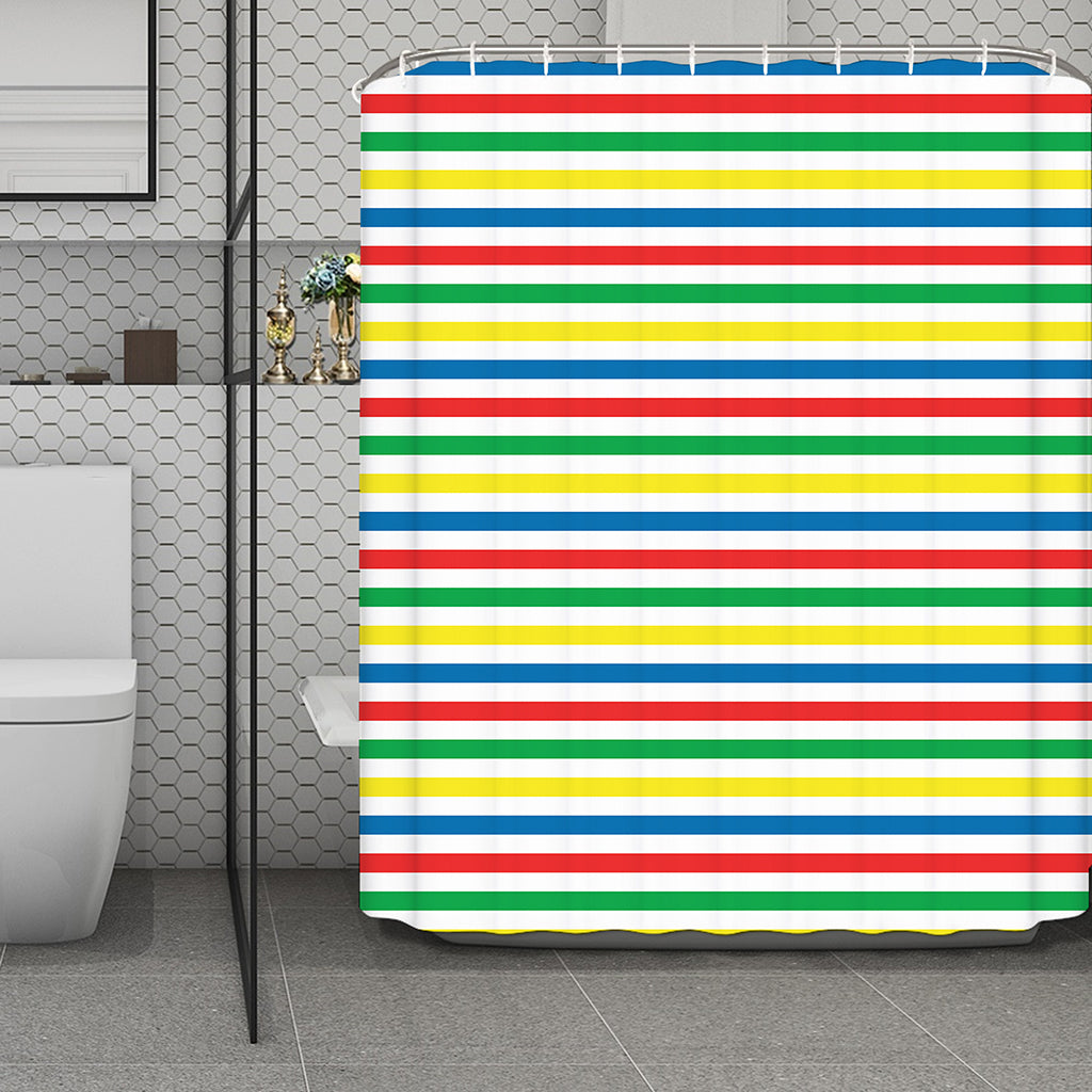 Colorful Striped Pattern Print Polyester Shower Curtain
