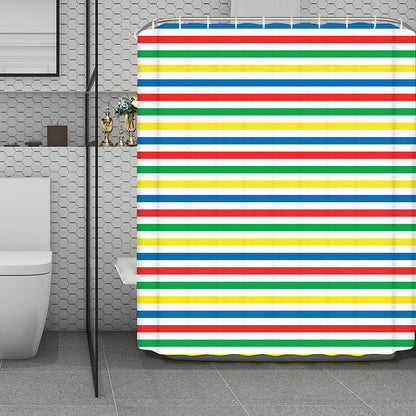 Colorful Striped Pattern Print Polyester Shower Curtain