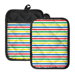 Colorful Striped Pattern Print Pot Holders With Pocket