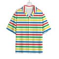 Colorful Striped Pattern Print Rayon Hawaiian Shirt