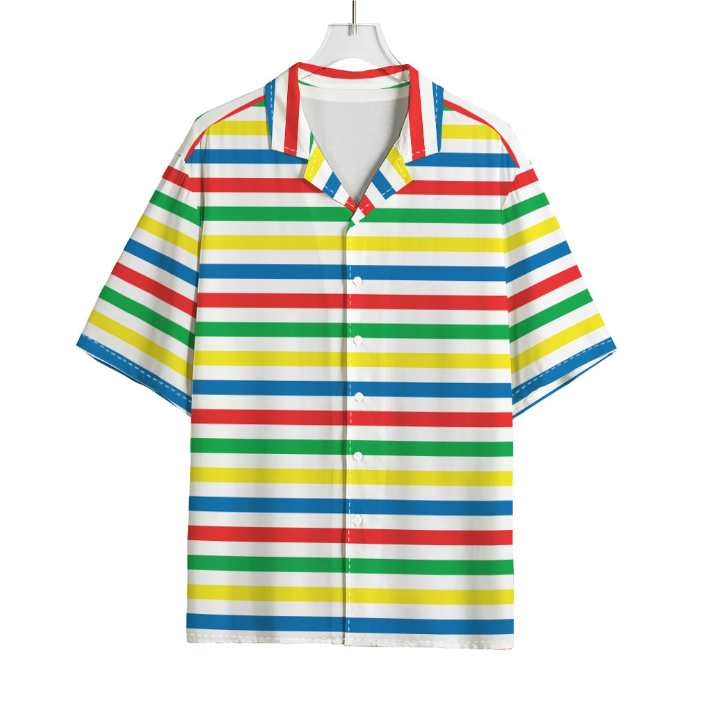 Colorful Striped Pattern Print Rayon Hawaiian Shirt