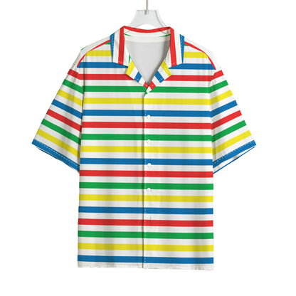 Colorful Striped Pattern Print Rayon Hawaiian Shirt