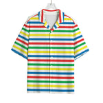 Colorful Striped Pattern Print Rayon Hawaiian Shirt