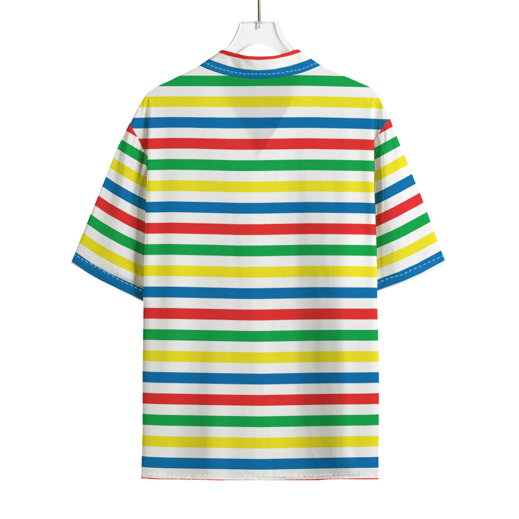 Colorful Striped Pattern Print Rayon Hawaiian Shirt