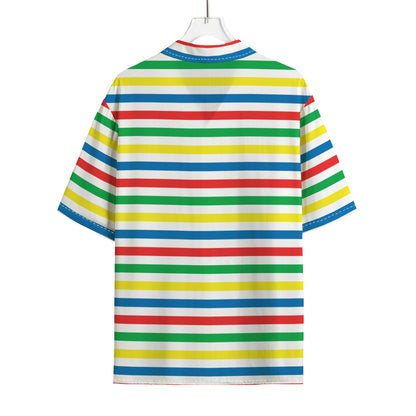 Colorful Striped Pattern Print Rayon Hawaiian Shirt