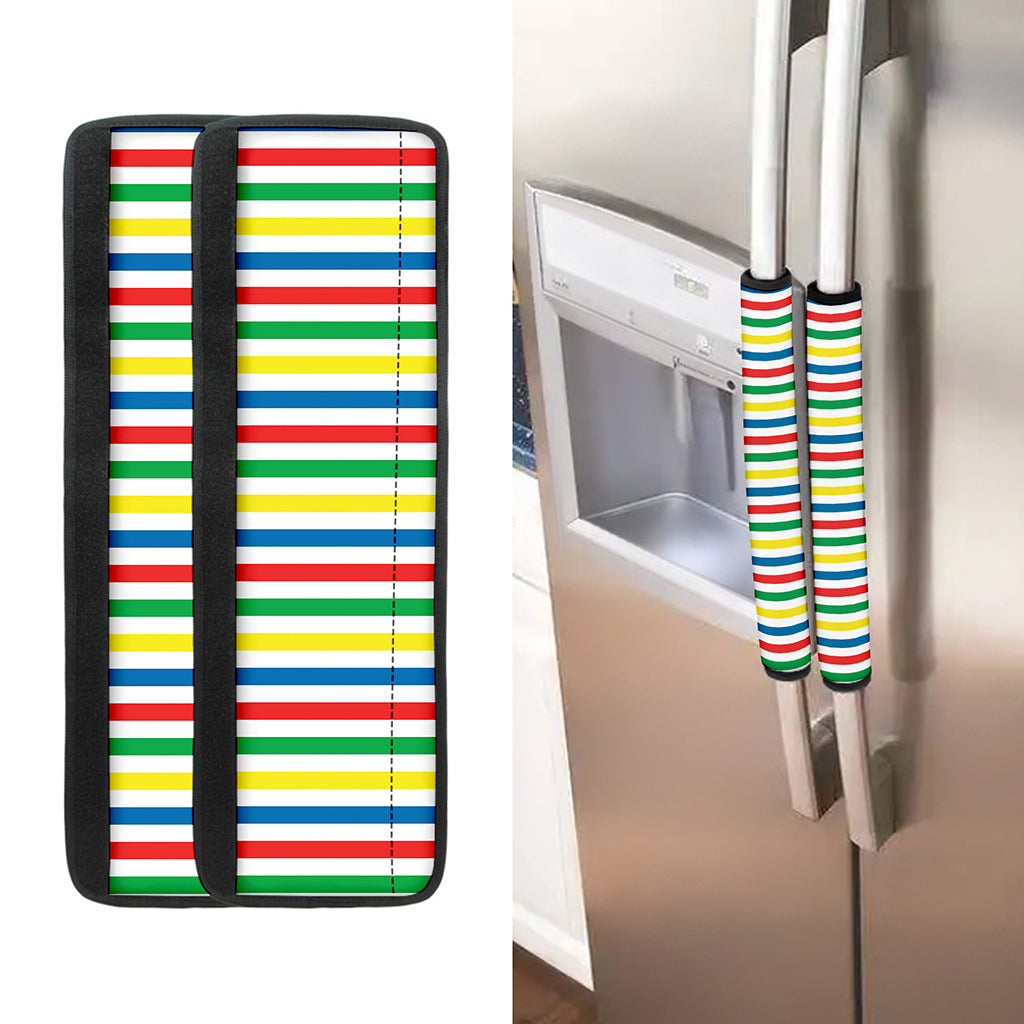 Colorful Striped Pattern Print Refrigerator Handle Covers