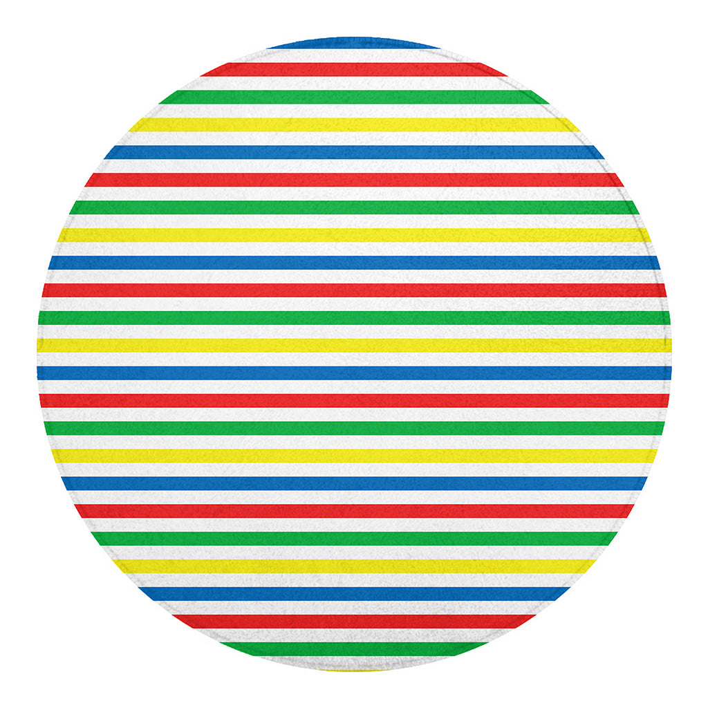 Colorful Striped Pattern Print Round Blanket