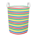 Colorful Striped Pattern Print Round Laundry Basket