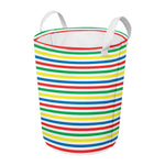 Colorful Striped Pattern Print Round Laundry Basket