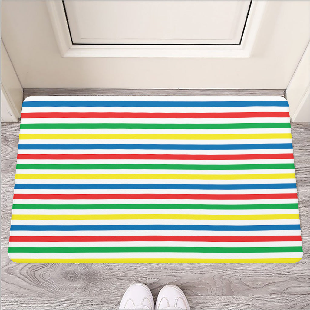 Colorful Striped Pattern Print Rubber Doormat