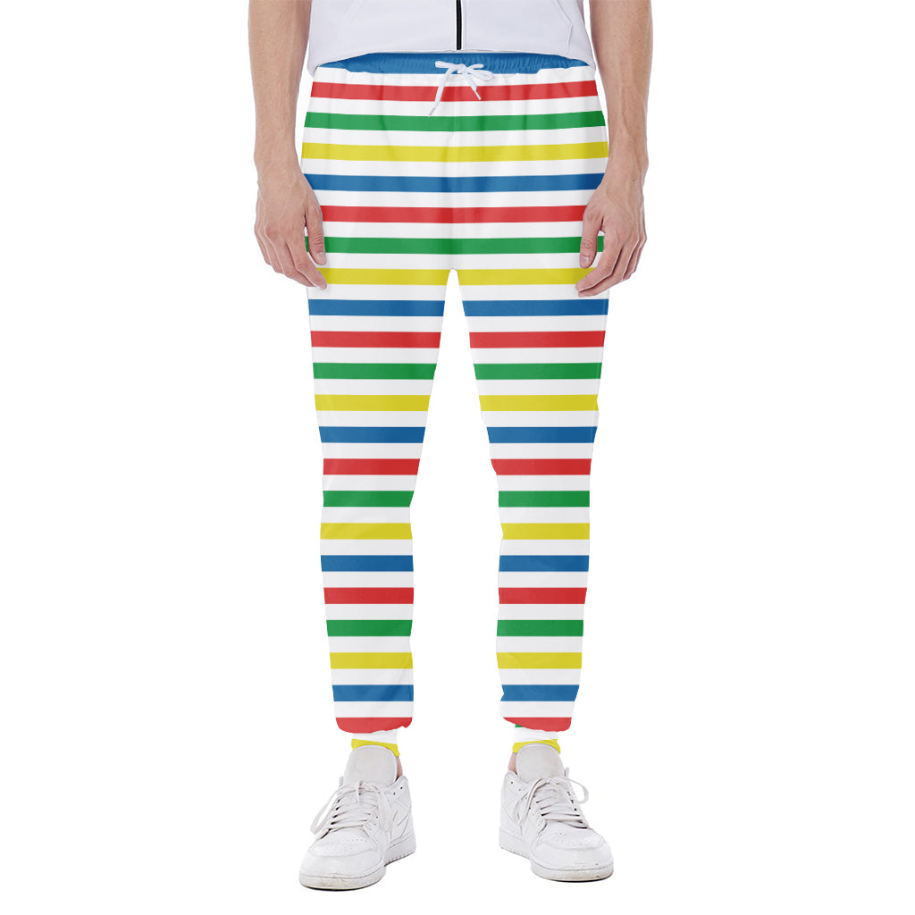 Colorful Striped Pattern Print Scuba Joggers