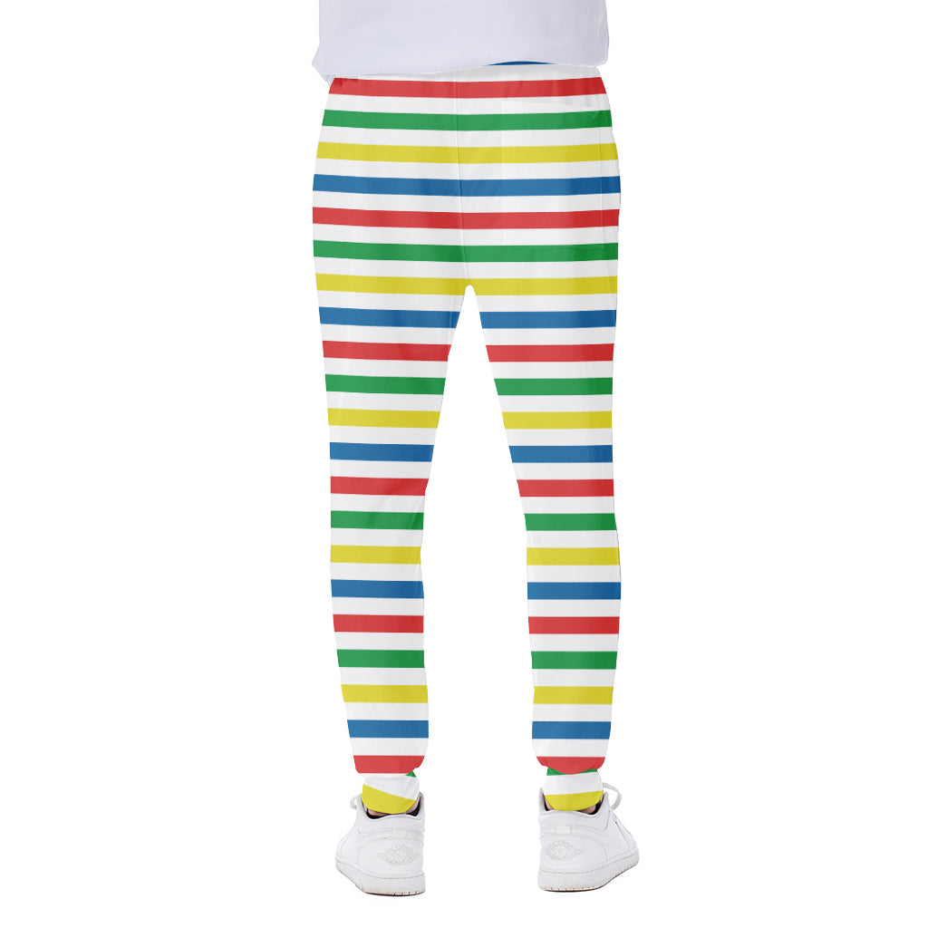 Colorful Striped Pattern Print Scuba Joggers