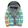 Colorful Striped Pattern Print Sherpa Lined Zip Up Hoodie