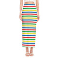 Colorful Striped Pattern Print Side Slit Maxi Skirt