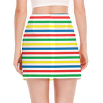 Colorful Striped Pattern Print Side Slit Mini Skirt