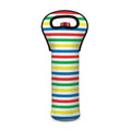 Colorful Striped Pattern Print Single Neoprene Wine Tote