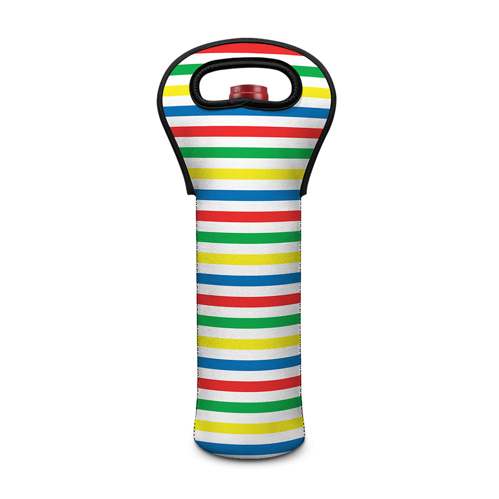 Colorful Striped Pattern Print Single Neoprene Wine Tote