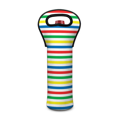 Colorful Striped Pattern Print Single Neoprene Wine Tote