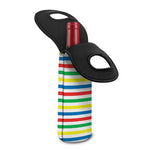 Colorful Striped Pattern Print Single Neoprene Wine Tote