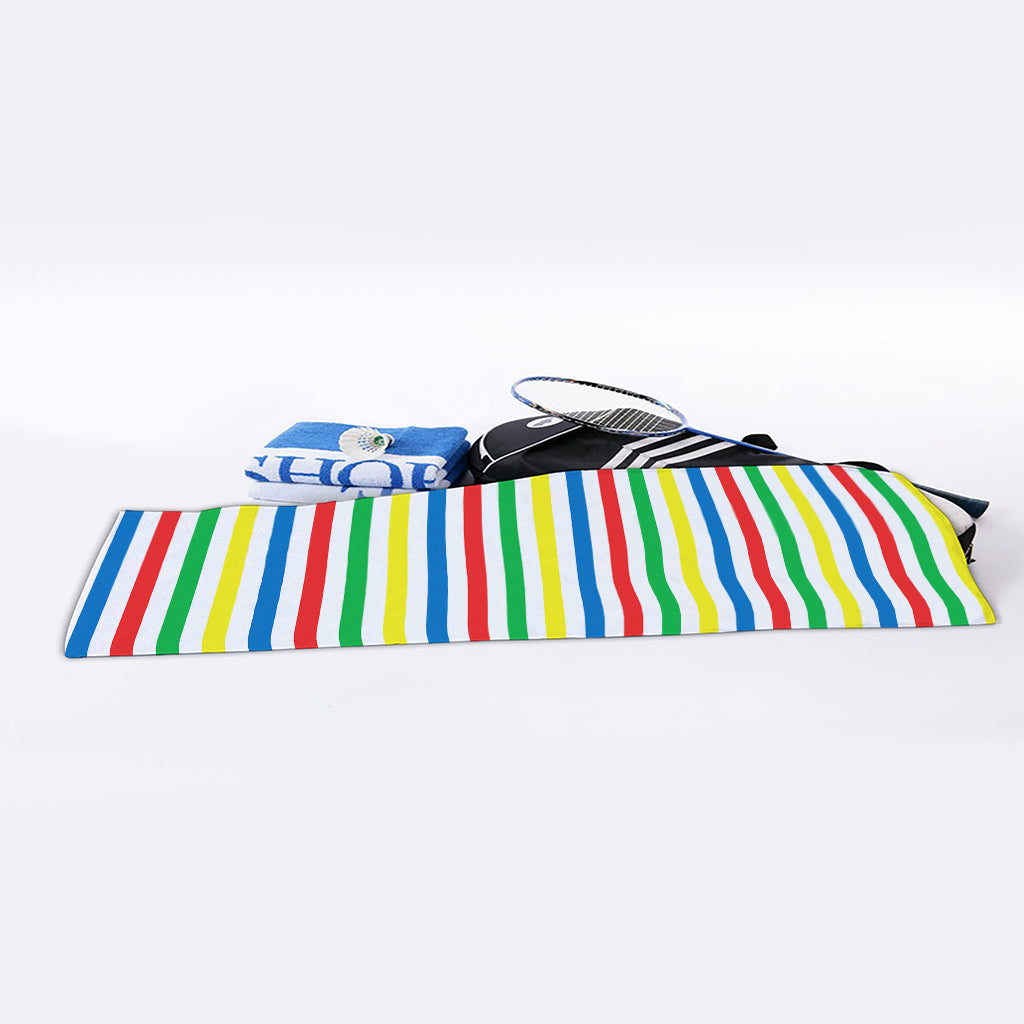 Colorful Striped Pattern Print Sports Towel