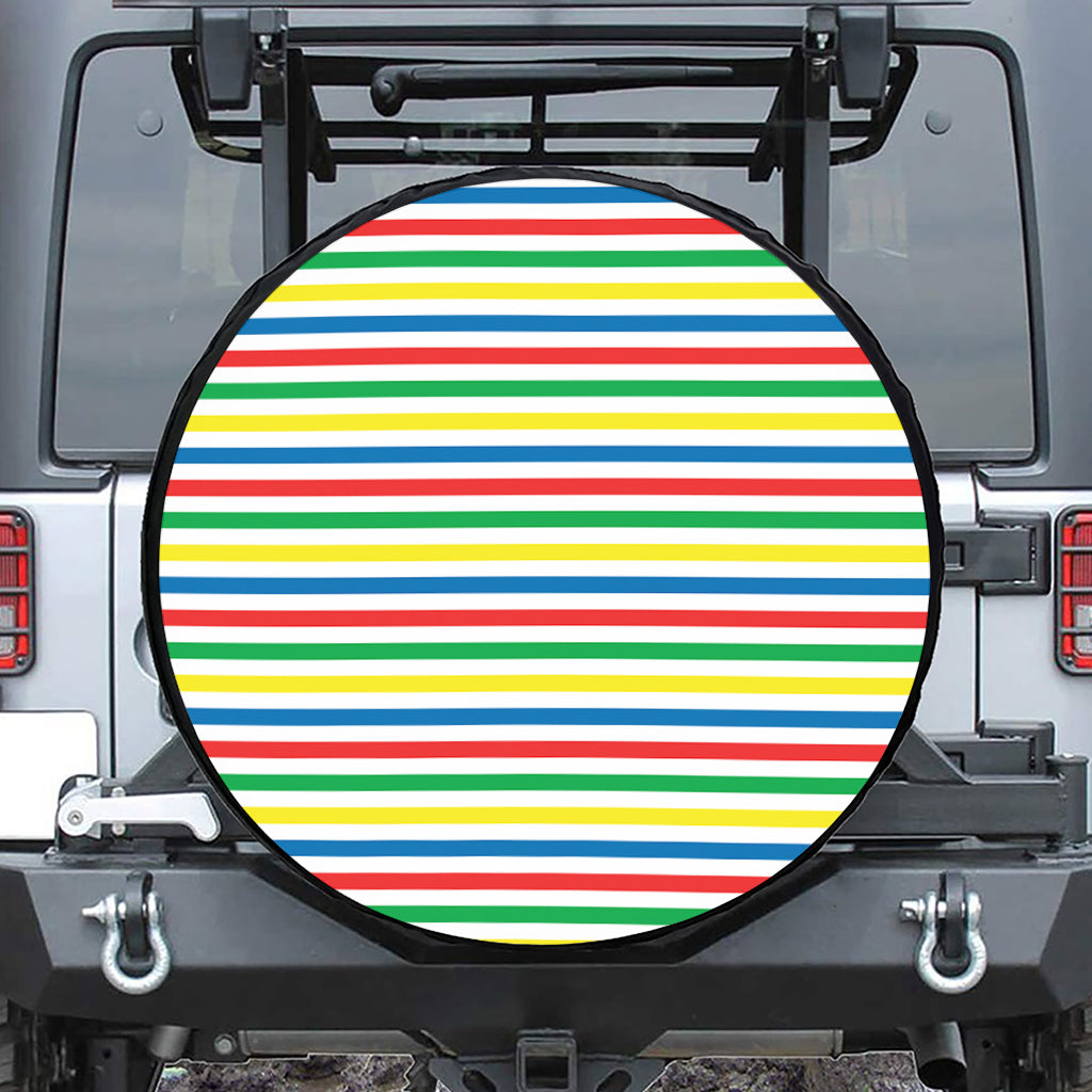 Colorful Striped Pattern Print Tire Cover