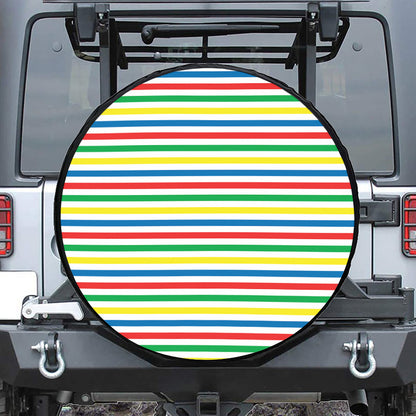 Colorful Striped Pattern Print Tire Cover