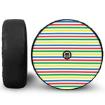 Colorful Striped Pattern Print Tire Cover With Camera Hole