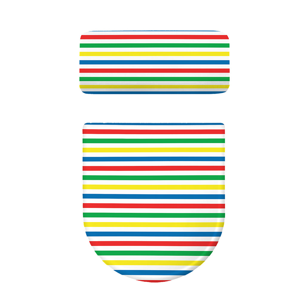 Colorful Striped Pattern Print Toilet Lid And Tank Cover Set