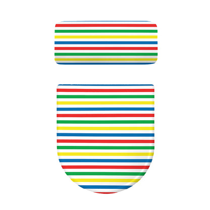 Colorful Striped Pattern Print Toilet Lid And Tank Cover Set