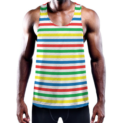 Colorful Striped Pattern Print Training Tank Top