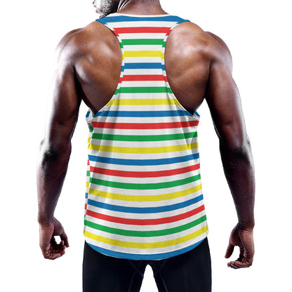 Colorful Striped Pattern Print Training Tank Top