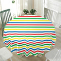 Colorful Striped Pattern Print Waterproof Round Tablecloth