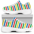 Colorful Striped Pattern Print White Chunky Shoes